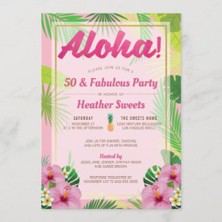 Convite de aniversário Luau 50º