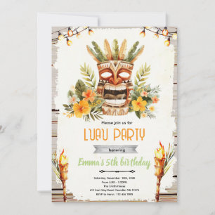 convite de aniversário luau tiki