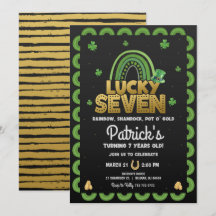 Convite de Aniversário Lucky Seven Dia de São Patr