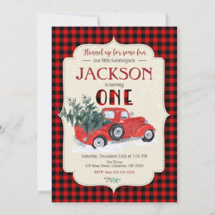 Convite de aniversário LUMBERJACK / Caminhão Verme