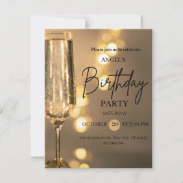 Convite de Aniversário Luxo Luzes Douradas