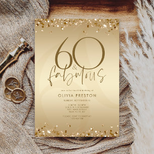 Convite de Aniversário Luxuoso Dourado Sessenta &