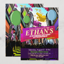 Convite de Aniversário Luzes da Cidade Metrópole N