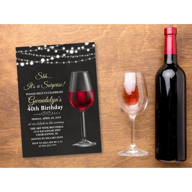 Convite de Aniversário Luzes de Corda de Vinho PAR (Criador carregado)