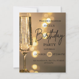 Convite de Aniversário Luzes Douradas de Luxo