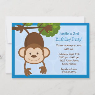 Convite de aniversário macaco