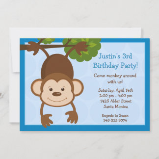 Convite de aniversário macaco