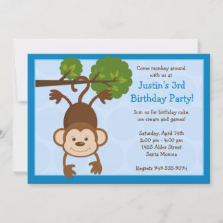 Convite de aniversário macaco