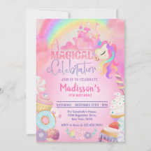 Convite de Aniversário Magical da Rosquinha Unicór