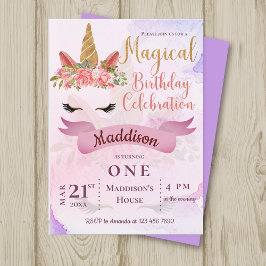 Convite de aniversário Magical Pastel Unicorn