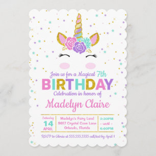Convite de aniversário Magical Unicorn