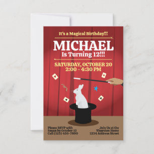Convite de aniversário Mágico - Chapéu Superior e