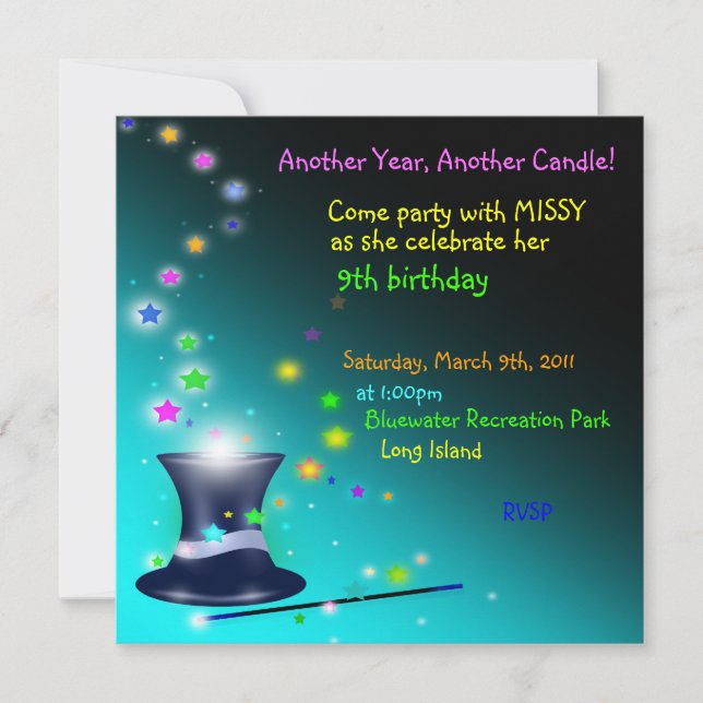 Convite de aniversário mágico do chapéu dos (Frente)