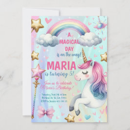 Convite de aniversário mágico do Unicórn