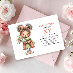 Convite de Aniversário Mágico Floral de Menina Fad