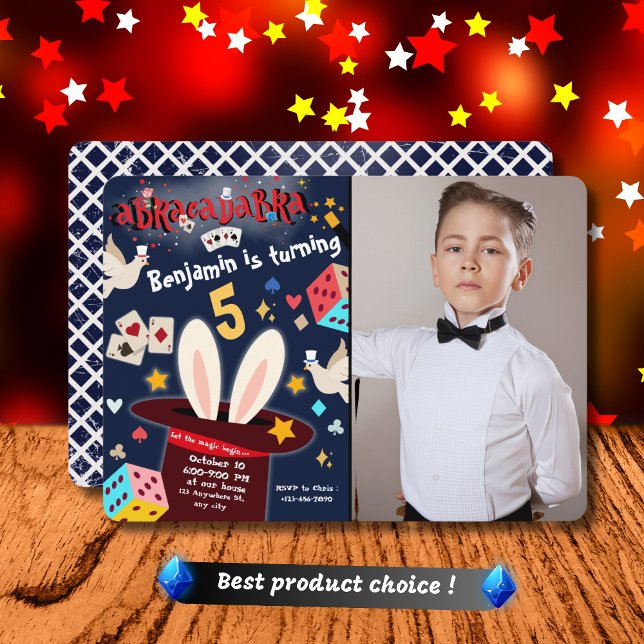 Convite de aniversário mágico para crianças com fo (Criador carregado)