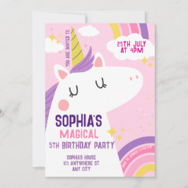 Convite de Aniversário Magnético do Unicórnio Arco