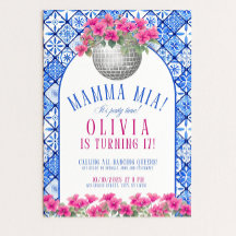 Convite de Aniversário Mamma Mia Editável Disco Da