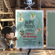 Convite de Aniversário Mapa do Tesouro Pirata