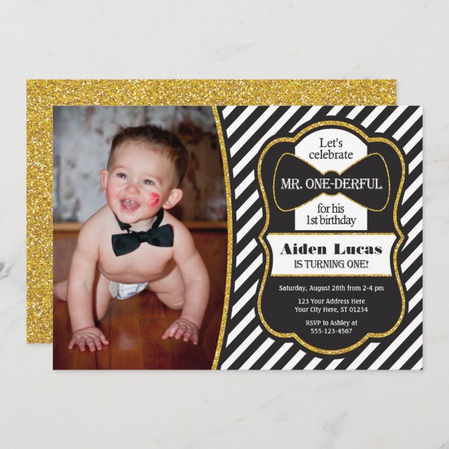 Convite de Aniversário Maravilhoso com Foto (Frente/Verso)