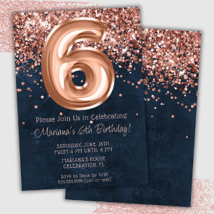 Convite de aniversário Marinho Dourado 6 azul