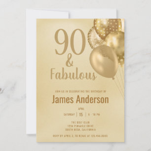 Convite de Aniversário Masculino 90 e Fabuloso