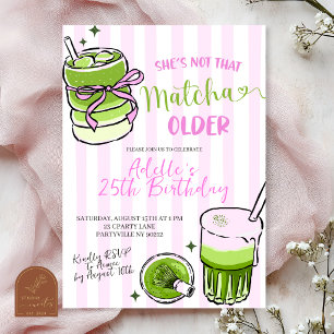 Convite de Aniversário Matcha Moderno com Faixa Ro