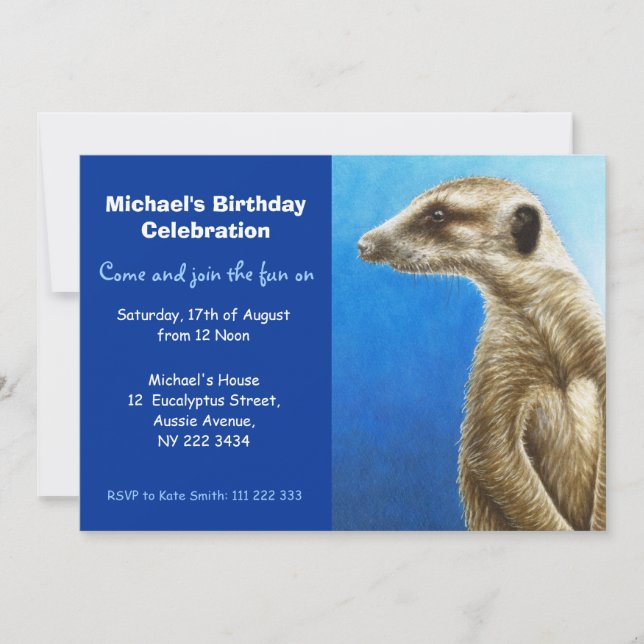 Convite de aniversário Meerkat (Frente)