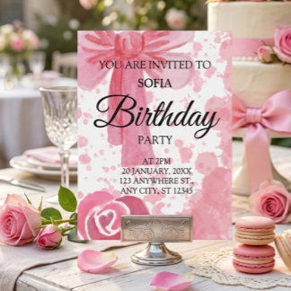 Convite de Aniversário Menina Arco Rosa
