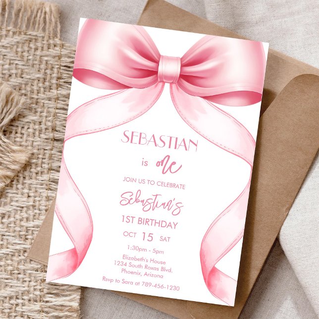 Convite de Aniversário Menina Arco Rosa Coquette (Criador carregado)