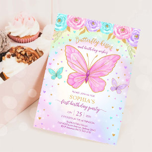 Convite de Aniversário Menina Flor de Borboleta