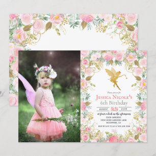 CONVITE DE ANIVERSÁRIO - Menina Floral Fada para Q