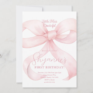 Convite de Aniversário Menina Laço Rosa Coquette