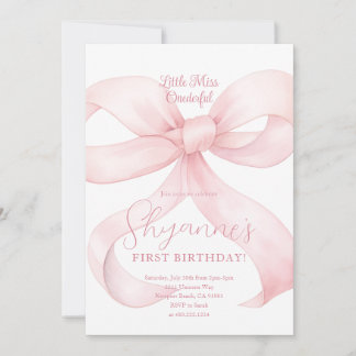 Convite de Aniversário Menina Laço Rosa Coquette