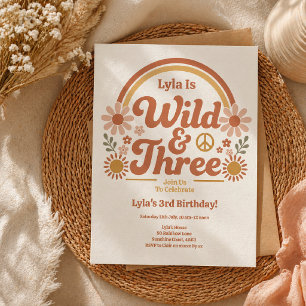 Convite de Aniversário Menina Selvagem Três Boho