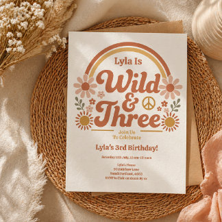 Convite de Aniversário Menina Selvagem Três | Boho