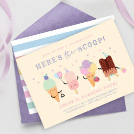 Convite de Aniversário Menina Sorvete, Cones de So