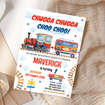 Convite de Aniversário Menino Trem Chugga Cho Cria