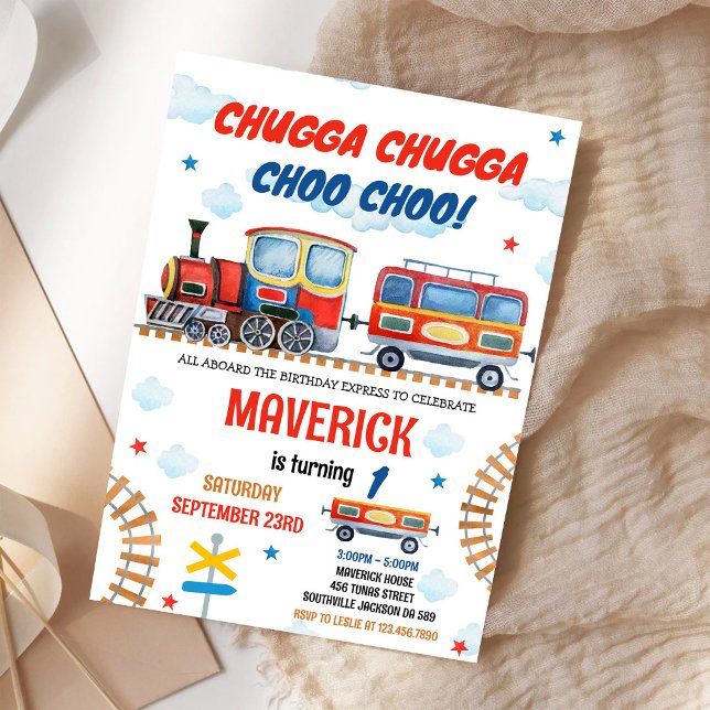 Convite de Aniversário Menino Trem Chugga Cho Cria (Criador carregado)