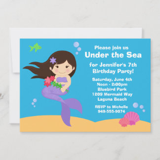 Convite de aniversário Mermaid