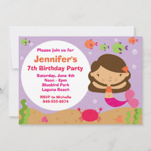 Convite de aniversário Mermaid