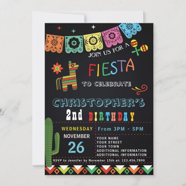 CONVITE DE ANIVERSÁRIO MEXICAN FIESTA | FESTA (Frente)