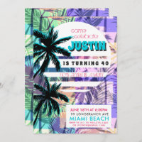 convite de aniversário Miami dos anos 80