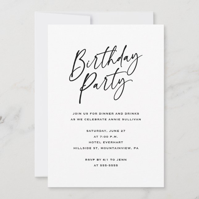 Convite de Aniversário Minimalista (Frente)