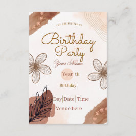 Convite de Aniversário Minimalista Boho Terroso