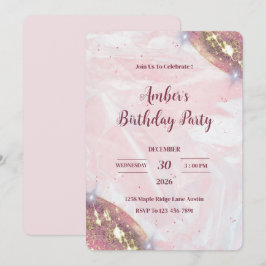Convite de Aniversário Minimalista com Brilho