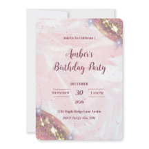Convite de Aniversário Minimalista com Brilho