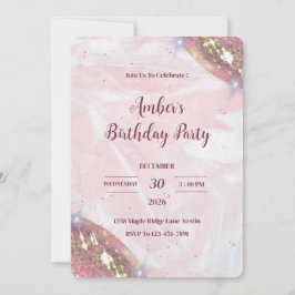 Convite de Aniversário Minimalista com Brilho