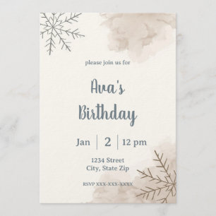 Convite de Aniversário Minimalista Neutro de Inver