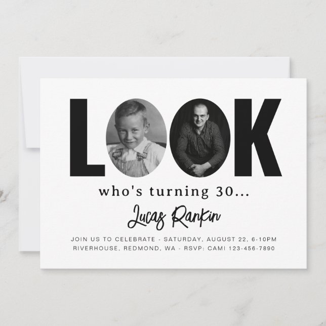 Convite de Aniversário Minimalista para Adultos |  (Frente)